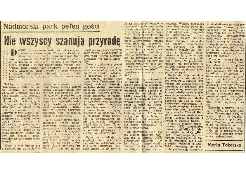 Okładka: Nadmorski Park pełen gości. Dziennik Bałtycki. 23.08.1982